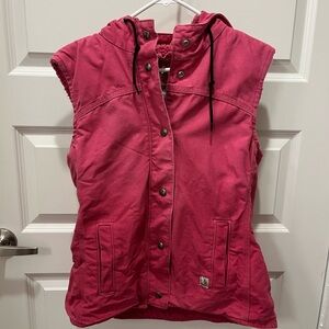 Carhartt Women's Pink Hooded Vest - Sherpa Lined